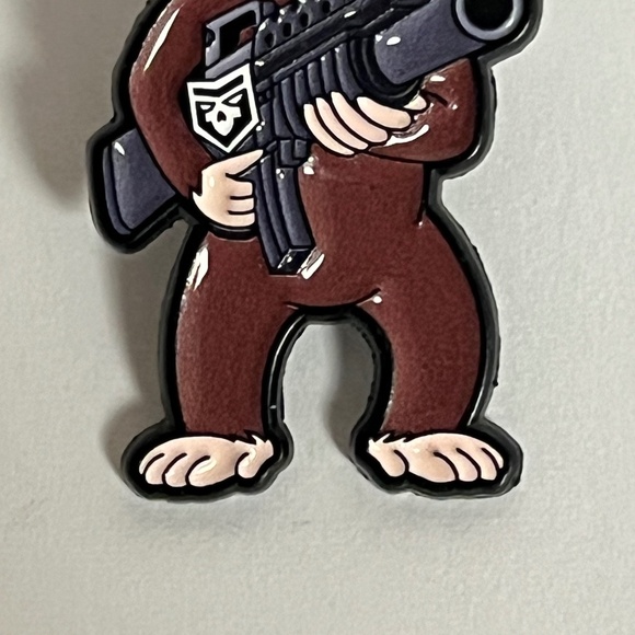 Curious George Machine Gun Hat Pin Pins Streetwear Hats Bag Hype Fitted New Era - Picture 3 of 8